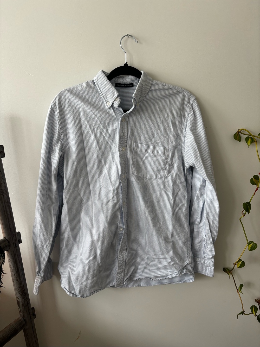 Brandy Melville Light Blue & White Pinstripe Button-Down Shirt